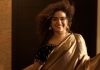 mareena michael kurisingal in golden saree with contrast blouse ideas photos