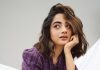 Namitha Pramod namitha pramod in modern Indo western ethnic outfit with a coordinated purple monochrome palette and matching hip length purple jacket