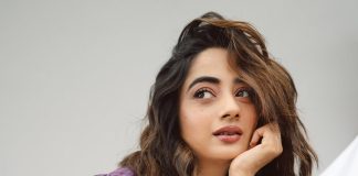 namitha pramod in modern Indo western ethnic outfit with a coordinated purple monochrome palette and matching hip length purple jacket