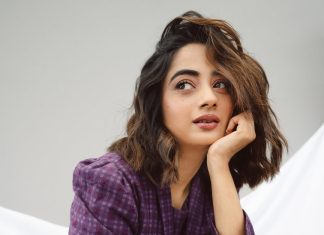 Namitha Pramod namitha pramod in modern Indo western ethnic outfit with a coordinated purple monochrome palette and matching hip length purple jacket