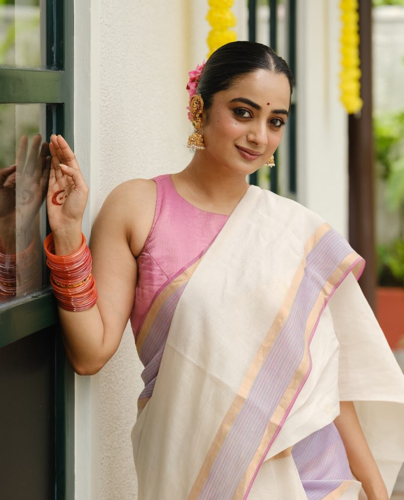 namitha pramod onam saree photos
