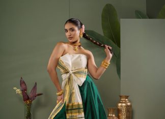 saniya iyappan in onam look with palazzo pants