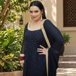 shweta menon in Midnight Blue Embellished Anarkali photos
