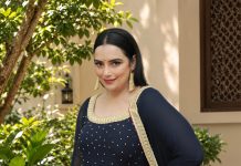 shweta menon in Midnight Blue Embellished Anarkali photos