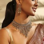 Gold Plated Brass Statement Necklace Set biba