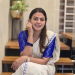 anusree in saree with trending makeup style photos