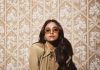 keerthy suresh in Vintage style tint sunglasses with gold wire frames photos