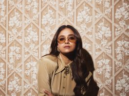 keerthy suresh in Vintage style tint sunglasses with gold wire frames photos