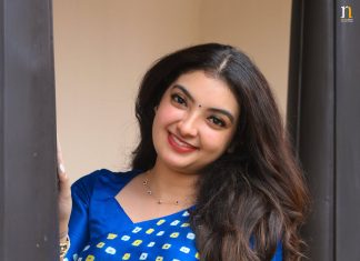 malavika nair in blue saree photos