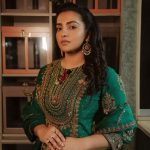 parvathy thiruvothu in party wear lehenga dress green colour photos