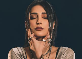 Shruti Haasan shruti haasan in Metallic Draped Maxi Dress Layered Innerwear Gothic glam edgy fusion formal wear photos