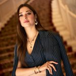 tamanna bhatia in contemporary three piece pinstripe power suit featuring a classic menswear inspired design photos