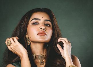 Anupama Parameshwaran anupama parameswaran in bottle green strapless corset top with structured vertical boning channels and fitted body con pre draped skirt with center front knotting design photos
