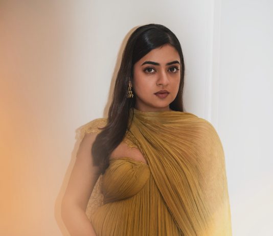 Nazriya Nazim nazriya fahad in scene movie launch event viral chartreuse ruched outfit images
